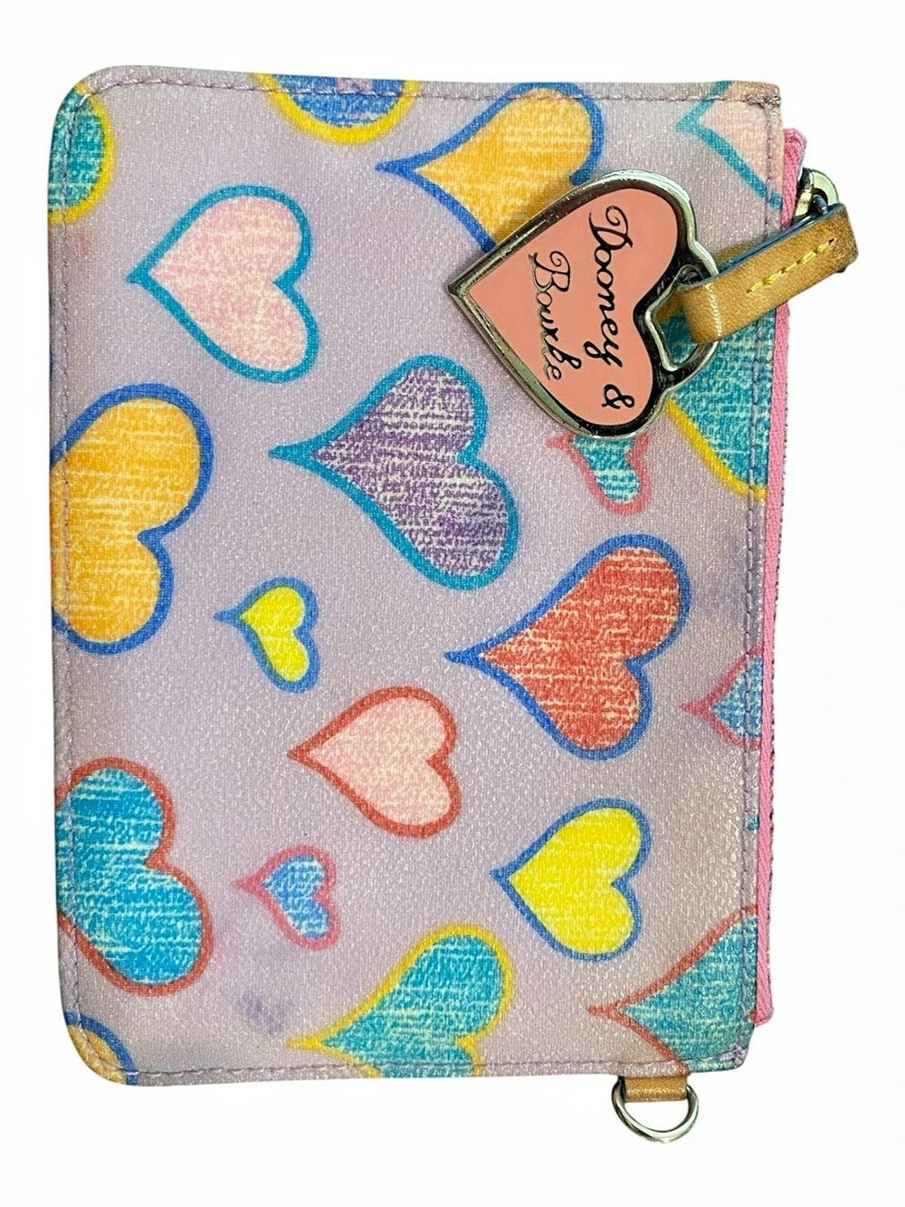 Dooney & Bourke Y2K Rainbow Heart Print Zip Coin Pouch (AS IS)